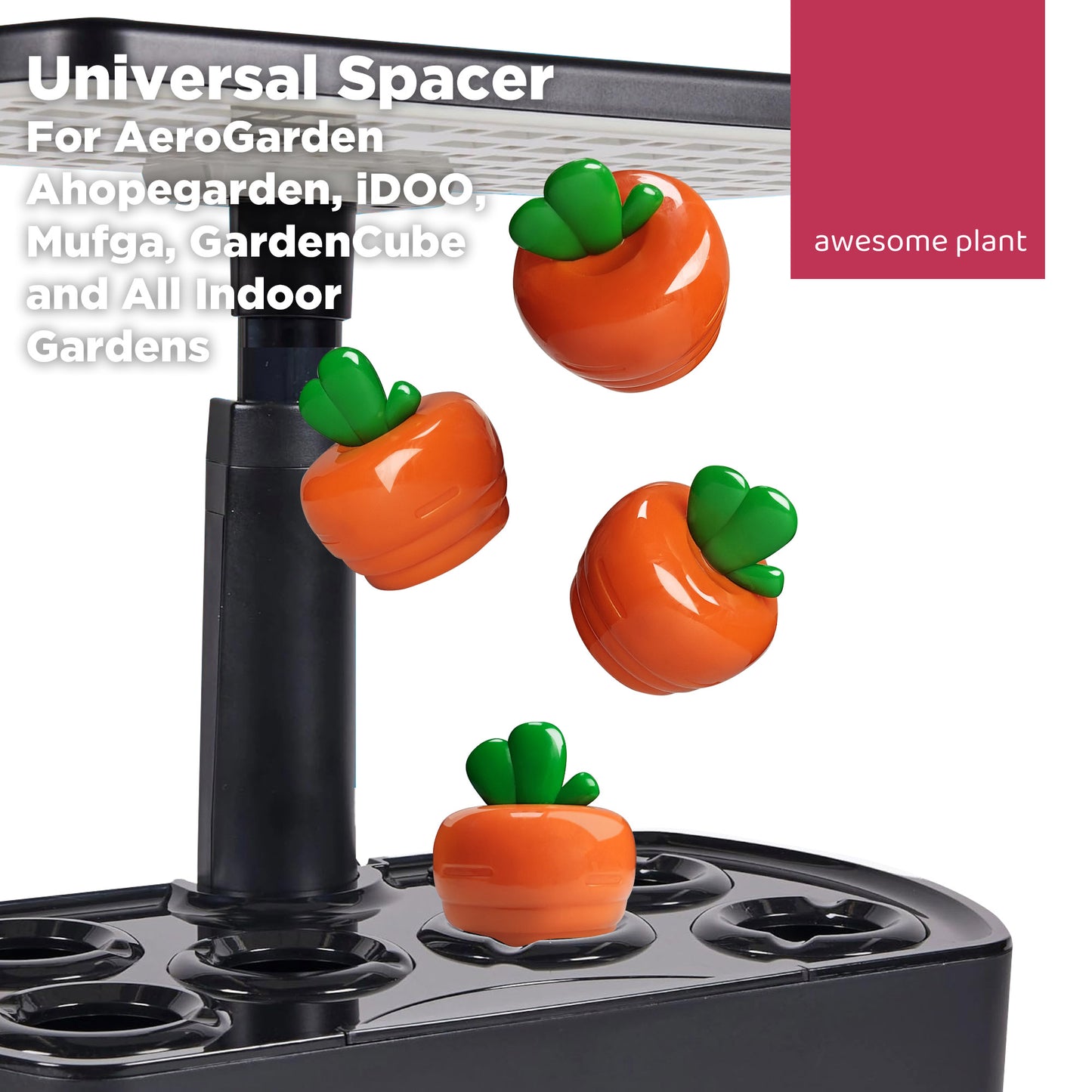 Carrot Universal Spacer for AeroGarden and Other Indoor Hydroponic Gardens (10 Pack)