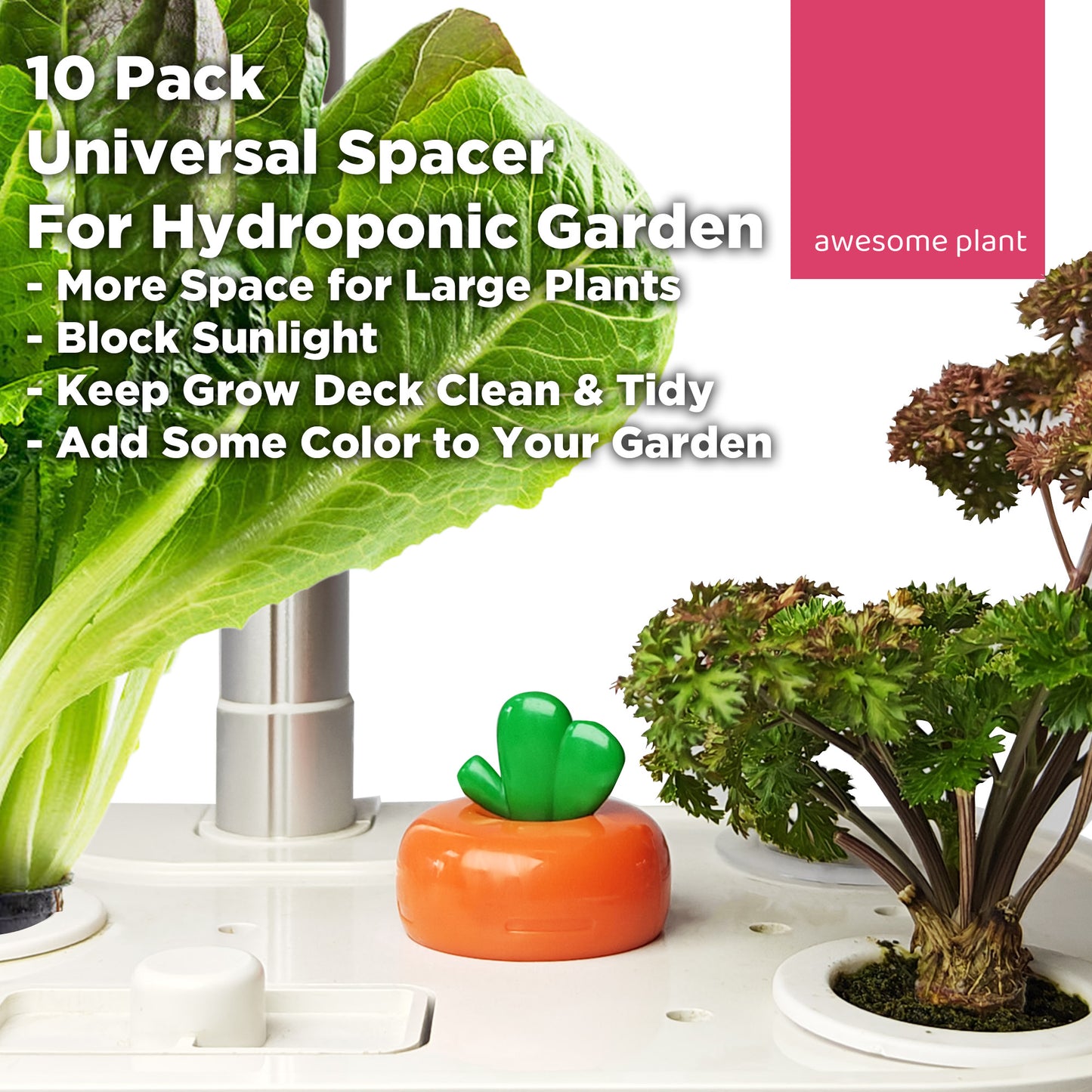 Carrot Universal Spacer for AeroGarden and Other Indoor Hydroponic Gardens (10 Pack)