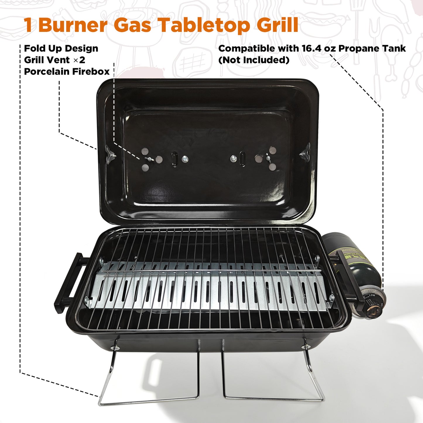 Tabletop 1-Burner Gas Grill