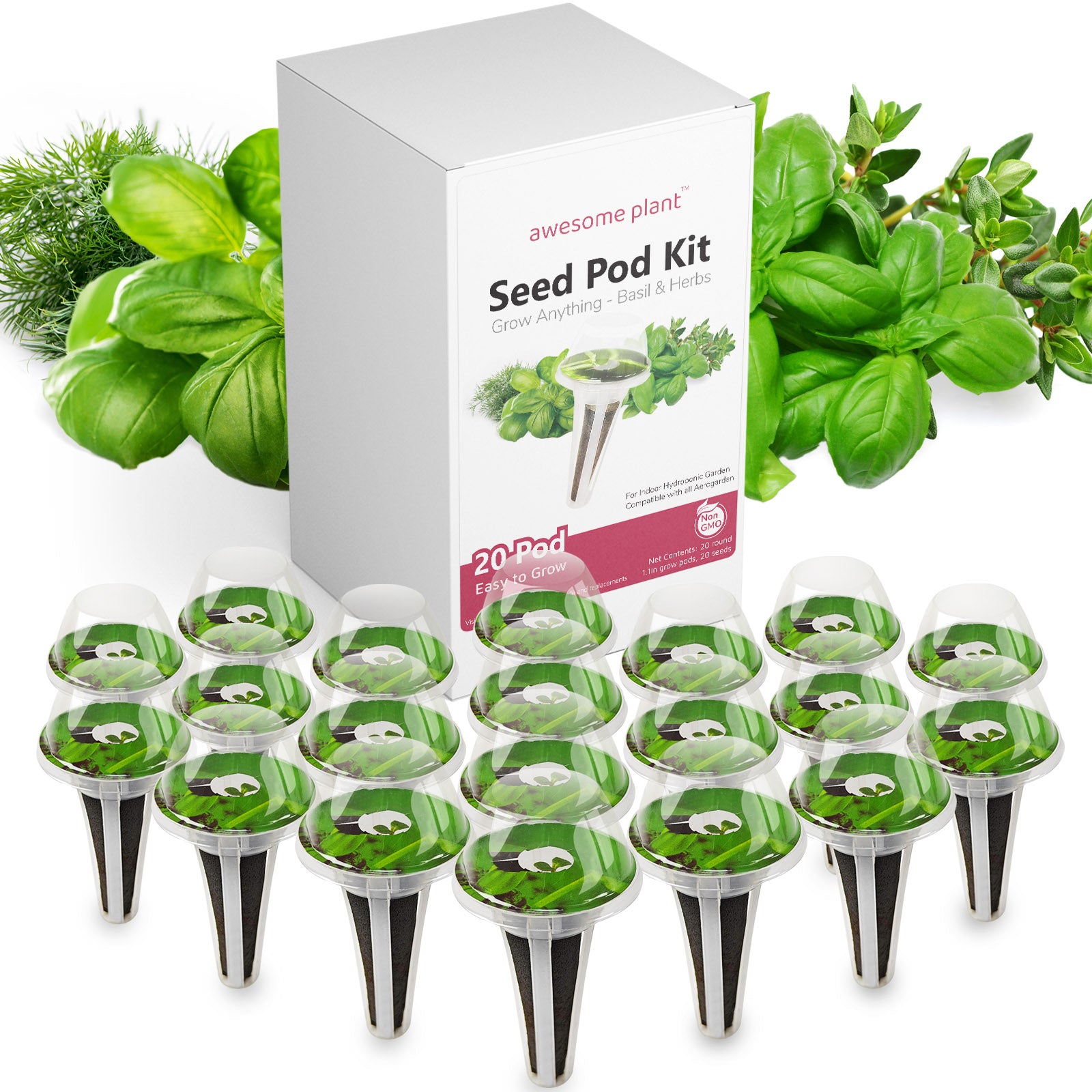 seeds for hydroponic garden 20 Pack Basil & Herbs Seed Pod Kit – Awesome Plant