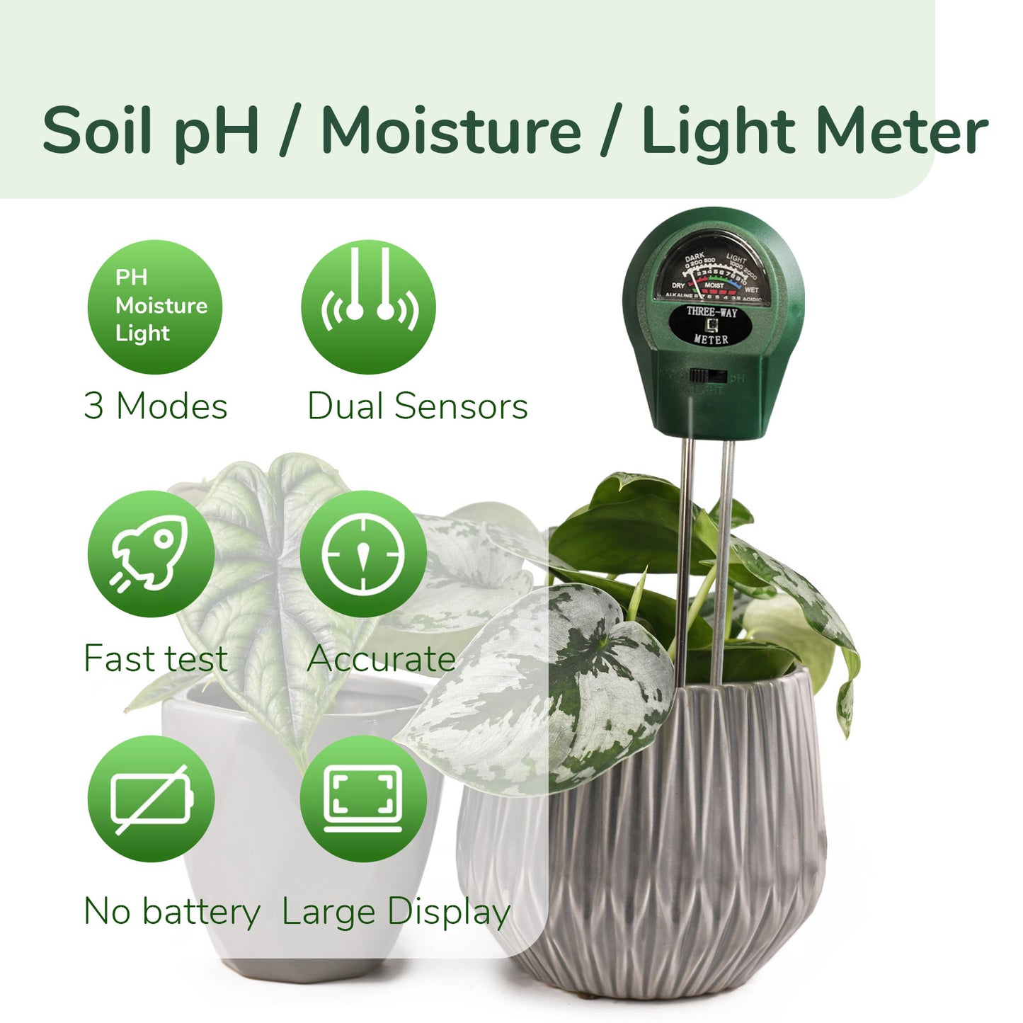 2 Pack Soil Moisture / PH / Light Meter