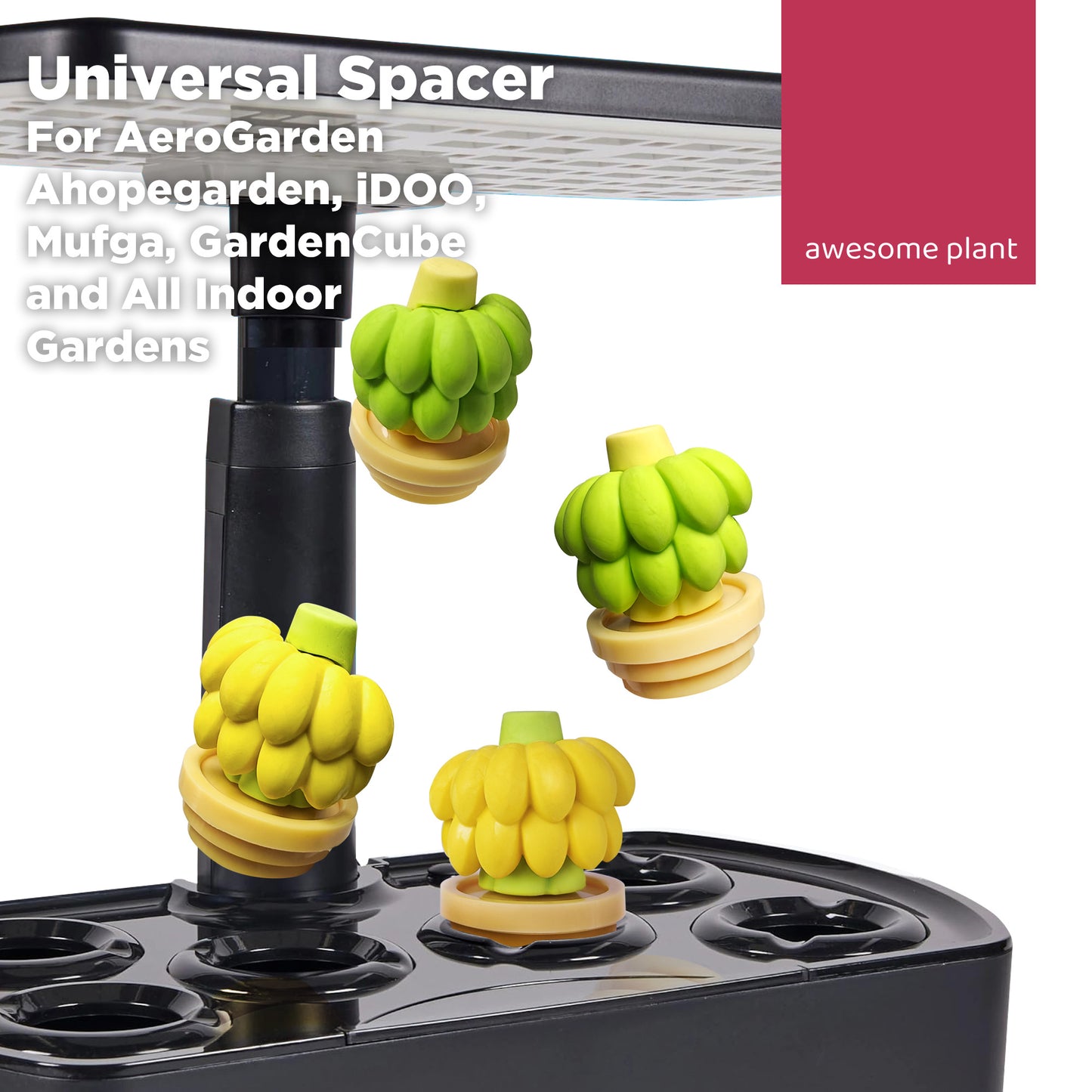 Banana Universal Spacer for AeroGarden and Other Indoor Hydroponic Gardens (8 Pack)