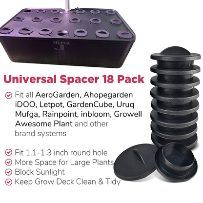 18 Pcs Universal Plant Spacer for Indoor Hydroponic Garden, Black