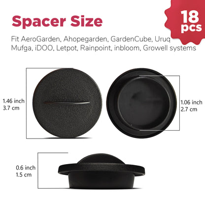 18 Pcs Universal Plant Spacer for Indoor Hydroponic Garden, Black