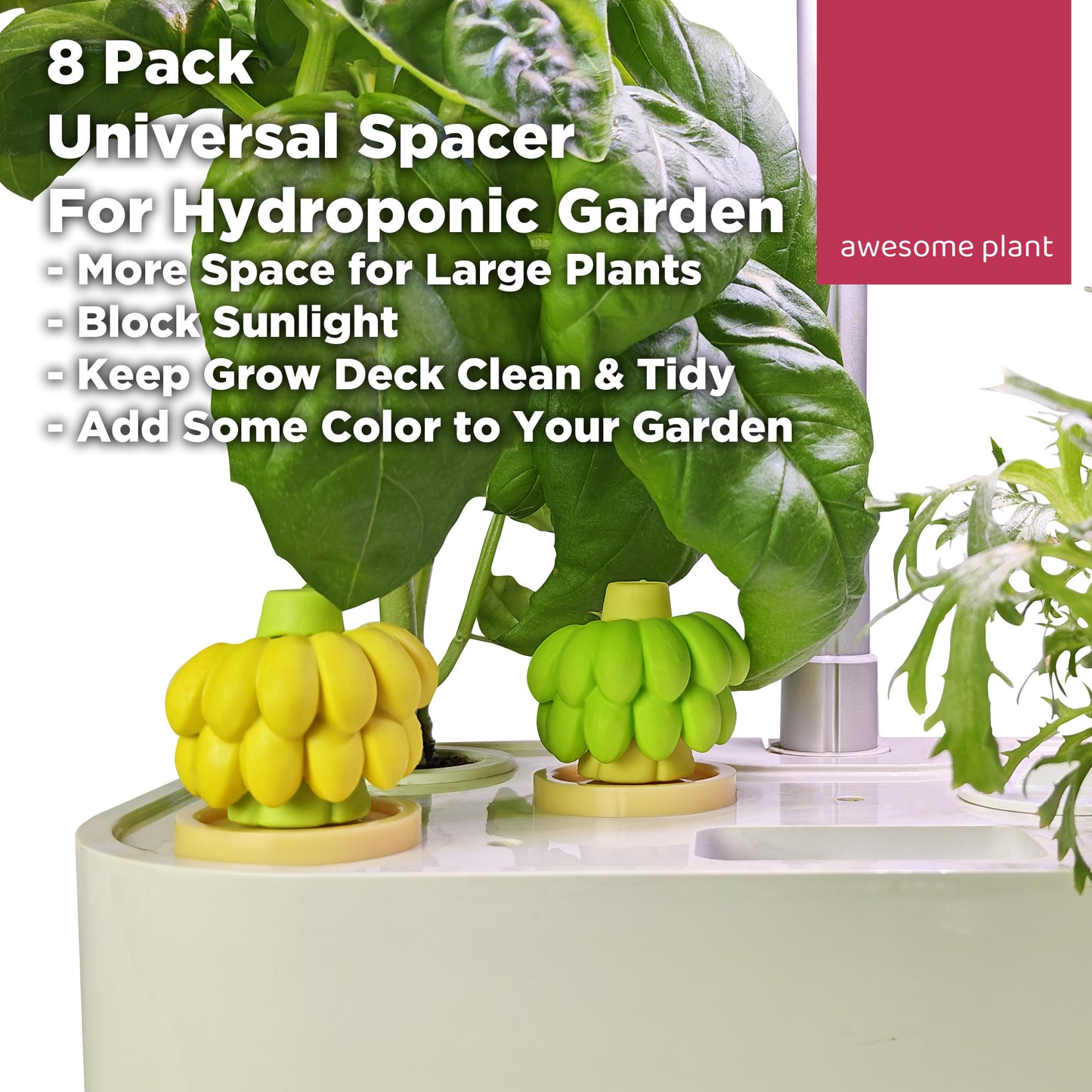 Banana Universal Spacer for AeroGarden and Other Indoor Hydroponic Gardens (8 Pack)