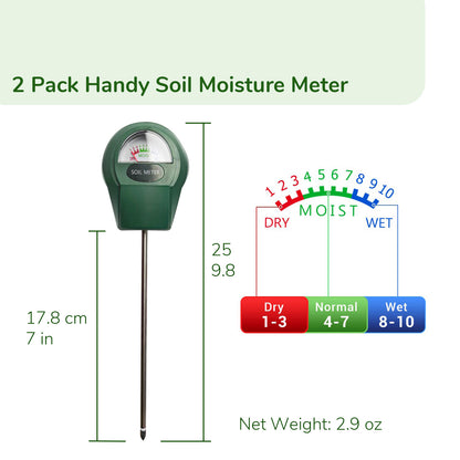 2-Pack Soil Moisture Meter, No Battery Required