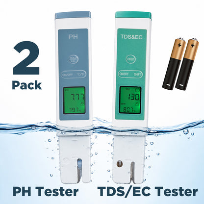 2 Pcs PH Meter / TDS EC PPM Meter Water Tester Kit