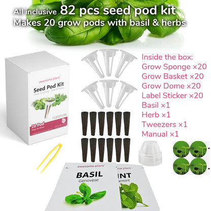 20 Pack Basil & Herbs Seed Pod Kit