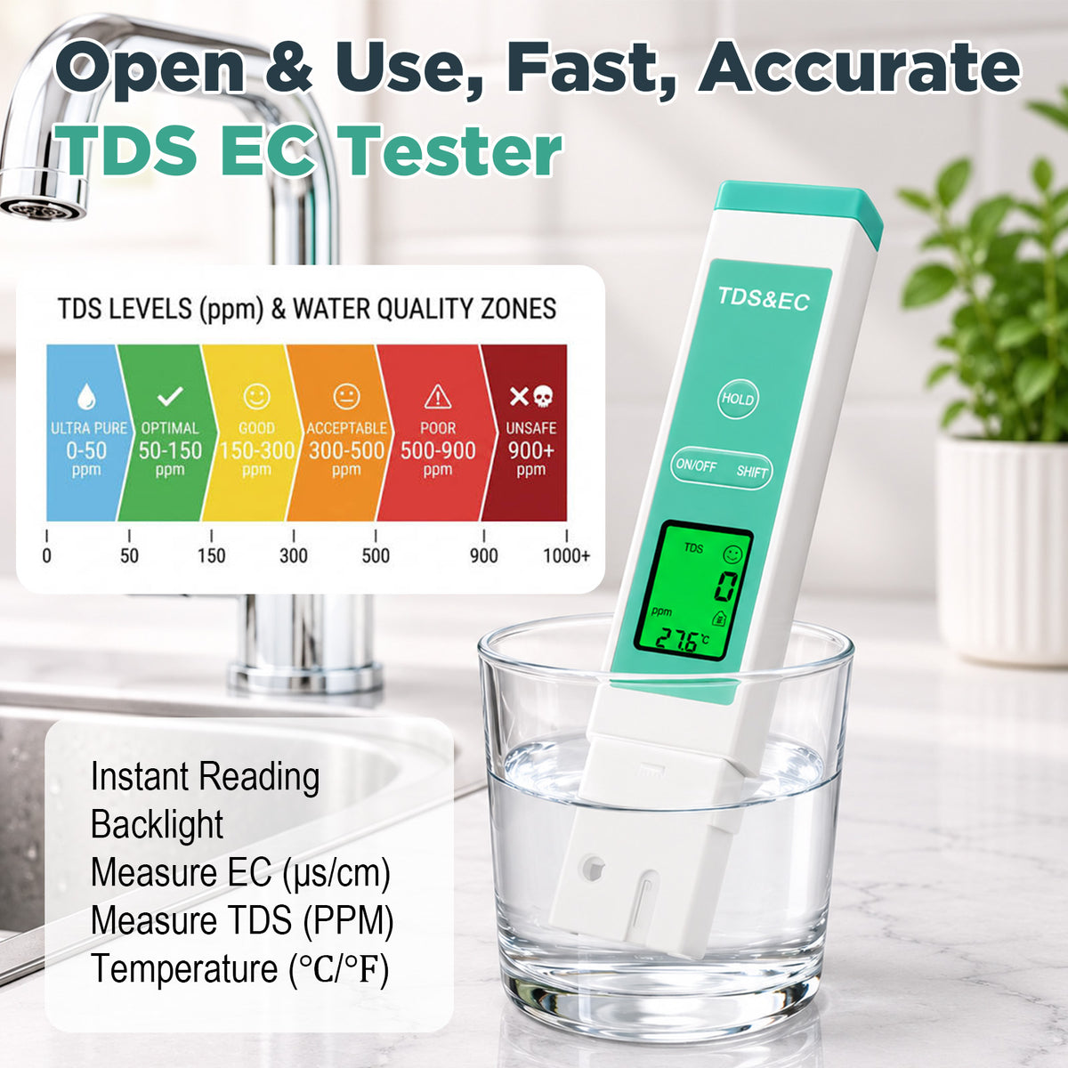 2 Pcs PH Meter / TDS EC PPM Meter Water Tester Kit